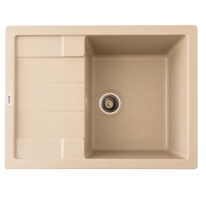 FCB-6449AS/1T, Chiuveta de bucatarie din granit cu o cuva si scurgator, seria ANILA, Sahara, 645x495x200 mm, FLOW