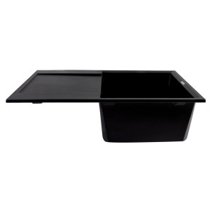 FCB-7849HBM/1T, Chiuveta de bucatarie din granit cu o cuva si scurgator, seria HORIZON, Black/Metallic 780x495x230 mm, FLOW - Img 2