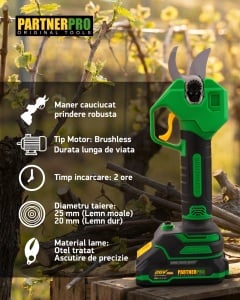 Foarfecă electrică cu acumulator PARTNERPRO PP-FE2A 20V / 2Ah, 250 N, Brushless - Img 12