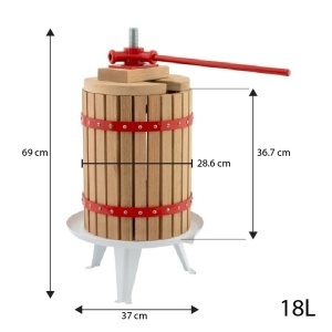 Presa manuala pentru fructe ROTOR FP-18, 18 L, cuva Ø28,6 cm, lemn masiv de stejar, fonta si otel - Img 5
