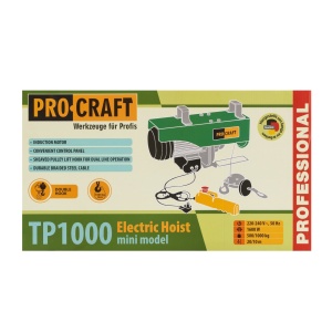 Troliu electric palan PROCRAFT TP1000, 1600 W, capacitate ridicare 1000 kg, inaltime 20 m - Img 3
