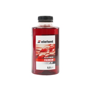 Ulei 0.5L, rosu amestec, motoare 2T, 30 ml/l, Elefant