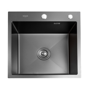 Chiuveta bucatarie BÖHM BH5050BA, inox alimentar SUS304, 500 x 500 x 220 mm, finisaj Negru, sifon inclus - Img 2