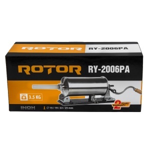 Aparat manual de facut carnati ROTOR RY-2006PA, orizontal, 3,5 kg, inox alimentar, cuva rabatabila, 4 palnii, fixare pe masa cu cleme - Img 4