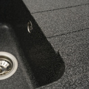 Chiuvetă din compozit de granit pentru bucătărie ELEFANT PREMIUM 7850 VERONA Grafit 775 x 495 mm - Img 6