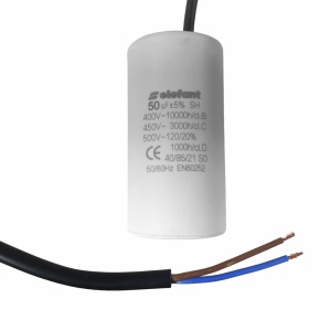 Condensator cu fire CBB60 50µF 50x92mm 450V, Elefant