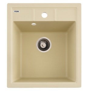 FCB-4651BI/1, Chiuveta de bucatarie din granit cu o cuva, seria BRICK, Ivory, 460x515x200 mm, FLOW