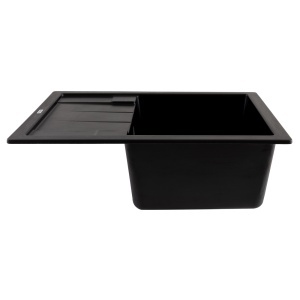 FCB-6449ABA/1T, Chiuveta de bucatarie din granit cu o cuva si scurgator, seria ANILA, Black/Anthracite, 645x495x200 mm, FLOW - Img 2