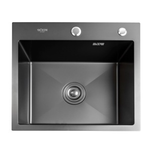 Chiuveta bucatarie BÖHM BH5045BA, inox alimentar SUS304, 500 x 450 x 220 mm, finisaj Negru, sifon inclus - Img 2