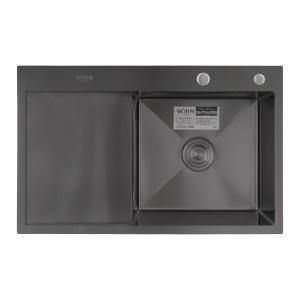 Chiuveta bucatarie din inox alimentar SUS304 , BH7849RB BÖHM nano black 780x490x215 mm - Img 2