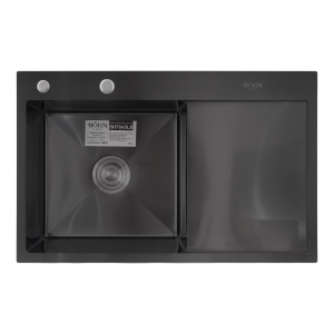 Chiuvetă de bucătărie din inox alimentar SUS304 BH7849LB BÖHM Nano Black 780x490x215 mm - Img 2