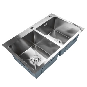 Chiuvetă de bucătărie dublă din inox alimentar BH7849DS BÖHM Satin 780x490x220 mm