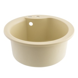FCB-485WI/1, Chiuveta de bucatarie din granit cu cuva rotunda, seria WAVE, Ivory, 485x210 mm, FLOW - Img 2