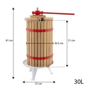Presa manuala pentru fructe ROTOR FP-30, 30 L, cuva Ø30,5 cm, lemn masiv de stejar, fonta si otel - Img 5