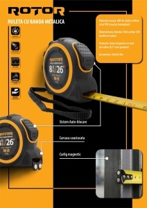 Ruletă 5m x 25mm ROTOR R5-25, Curea de mână, Auto-blocare - Img 2