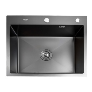 Chiuveta bucatarie BÖHM BH6050BA, inox alimentar SUS304, 600 x 500 x 220 mm, finisaj Negru, sifon inclus - Img 2