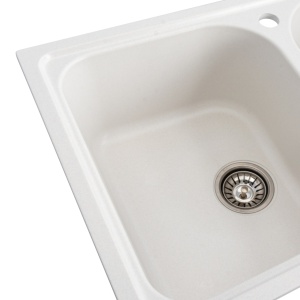 Chiuveta de bucătărie Elefant Premium Equatoria, Alb, 785x490 mm - Img 5