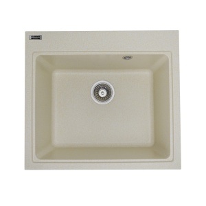 Chiuvetă din compozit de granit pentru bucătărie ELEFANT PREMIUM 5852 VESTA Nisip bej 580 x 518 mm