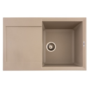FCB-7849HS/1T, Chiuveta de bucatarie din granit cu o cuva si scurgator, seria HORIZON, Sahara, 780x495x230 mm, FLOW