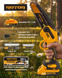 Mini fierăstrău pe acumulator RMC-1.5 ROTOR 4500 rot/min 1 x Acumulator 21V 1.5Ah - Img 10