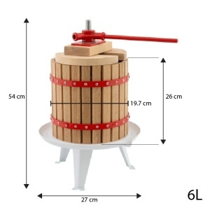 Presa manuala pentru fructe ROTOR FP-6, 6 L, cuva Ø19,7 cm, lemn masiv de stejar, fonta si otel - Img 5