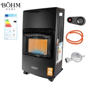 Soba pe gaz GPL pliabilă BÖHM BF-003B , 4,20 kW , 3 trepte de putere , 20-80 m² , Regulator GPL + Furtun GPL 1,5 m - Img 1