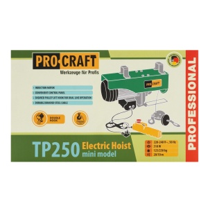 Troliu electric palan PROCRAFT TP250, 510 W, capacitate ridicare 250 kg, inaltime 20 m - Img 3