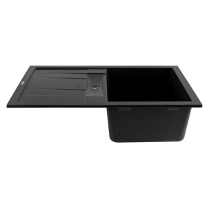 FCB-7749FG/1.5T, Chiuveta de bucatarie din granit cu o cuva si scurgator, seria FORT, Graphite, 775x495x200 mm, FLOW - Img 2