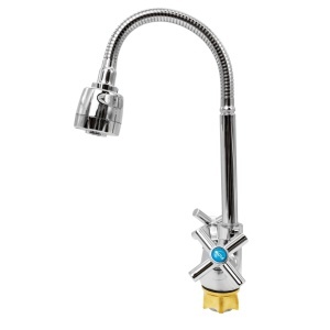 FL TE-535ZB, Baterie bucatarie cu pipa flexibila 2 functii, zinc, crom, FLOW - Img 2