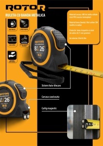 Ruletă 8m x 25mm ROTOR R8-25, Curea de mână, Auto-blocare - Img 10