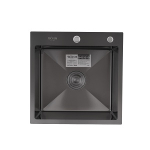 Chiuvetă de bucătărie din inox alimentar SUS304 BH5050B BÖHM Nano Black 500X500X215 mm - Img 2