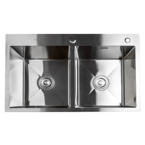 Chiuvetă de bucătărie dublă din inox alimentar BH7849DS BÖHM Satin 780x490x220 mm - Img 5
