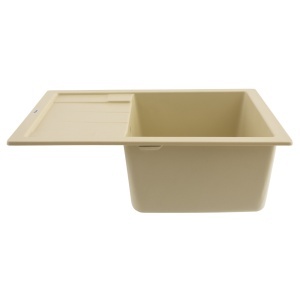 FCB-6449AI/1T, Chiuveta de bucatarie din granit cu o cuva si scurgator, seria ANILA, Ivory, 645x495x200 mm, FLOW - Img 2
