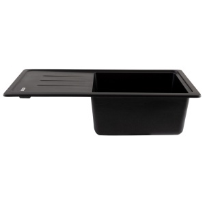 FCB-7843SLBM/1T, Chiuveta de bucatarie din granit cu o cuva si scurgator, seria SLIM LONG, Black/Metallic, 780x435x200 mm, FLOW - Img 2