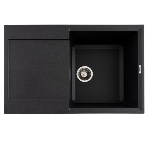 FCB-7849HG/1T, Chiuveta de bucatarie din granit cu o cuva si scurgator, seria HORIZON, Graphite, 780x495x230 mm, FLOW