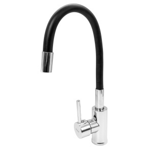 FL XI-CD451ZB, Baterie bucatarie cu pipa flexibila, zinc, negru, FLOW - Img 1