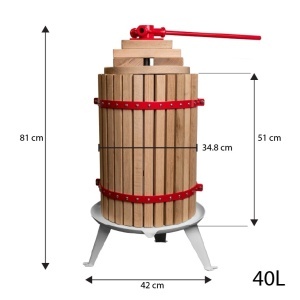 Presa manuala pentru fructe ROTOR FP-40, 40 L, cuva Ø34,8 cm, lemn masiv de stejar, fonta si otel - Img 6