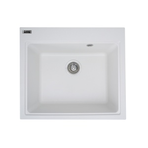 Chiuvetă din compozit de granit pentru bucătărie ELEFANT PREMIUM 5852 VESTA Alb 580 x 518 mm