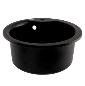 FCB-485WBM/1, Chiuveta de bucatarie din granit cu cuva rotunda, seria WAVE, Black/Metallic, 485x210 mm, FLOW - Img 2