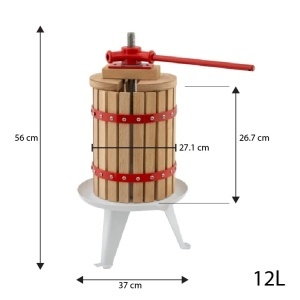 Presa manuala pentru fructe ROTOR FP-12, 12 L, cuva Ø27,1 cm, lemn masiv de stejar, fonta si otel - Img 5