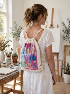 Painted cotton backsack - Img 5