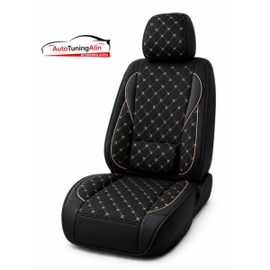 Husa scaun auto universală – material textil premium,negru cu bej