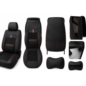 Husa scaun auto universala -Imitatie piele si material textil respirabil Negru - Img 2
