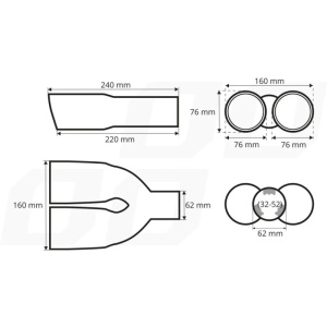 Ornamente toba inox dublu, finisaj lucios, diametru intrare 6,3 cm, latime 160mm ATA00100 - Img 2