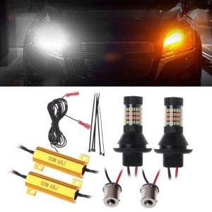 Set DRL LED cu dubla culoare portocaliu si alb rece