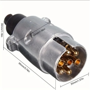 Stecher 7 pini din metal pentru priza de rulote sau remorci cu montaj pe cablu, 12V ATA3205 - Img 2