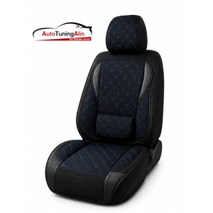 Husa scaun auto universală – material textil premium, negru cu albastru
