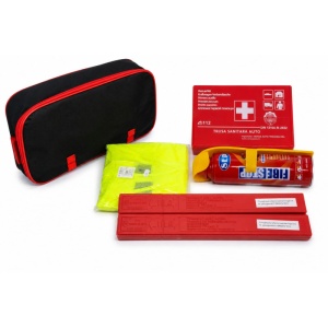 Kit siguranta auto obligatoriu cu Trusa de Prim Ajutor +Stingator Spray 1000Ml +2 triunghiuri +Vesta+Geanta transport