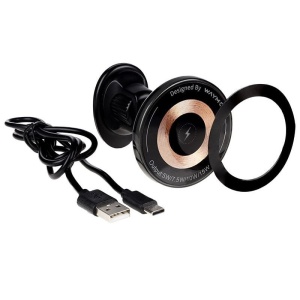 Suport magnetic pentru telefon, prindere in grila aer, cu incarcator inductiv de 15W + cablu USB USB-C 100 cm ATA3165 - Img 4