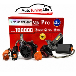 Becuri LED H4 M8 Pro -set 2 bucati | Iluminare puternica pentru faruri